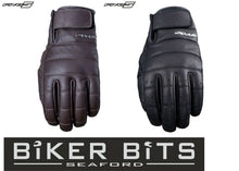 Load image into Gallery viewer, Five CALIFORNIA Brown/Black Quilted &amp; Topstitched Leather Motorbike Gloves