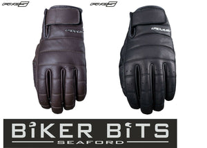 Five CALIFORNIA Brown/Black Quilted & Topstitched Leather Motorbike Gloves