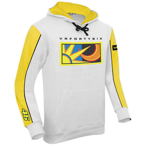 Valentino 46 Rossi Mens White Fleece Hoody/Hoodie Official MotoGP Merchandise