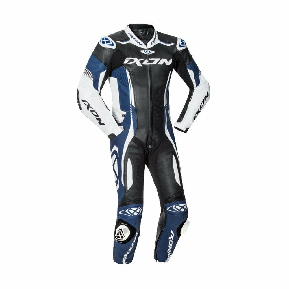 IXON VORTEX 2 Black/White/Blue Leather CE Certified Motorbike Track Racing Suit