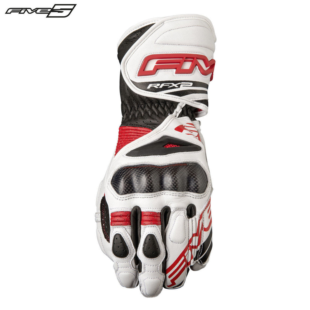 Five RFX2 Motorbike Racing Sport Road Adult Carbon Knuckle Leather Gloves