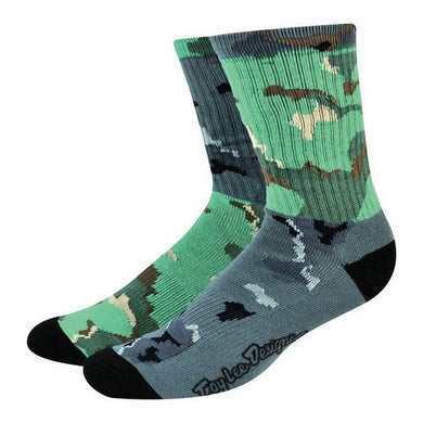 Troy Lee Designs MIXED CAMO CREW SOCKS GREEN/GREY Motocross MX Motorbikes